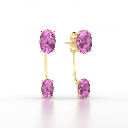 Nadine Boucles d'oreilles Saphir rose en Or jaune 18k
