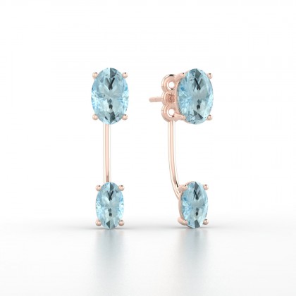 Nadine Boucles d'oreilles Aigue-marine en Or rose 18k
