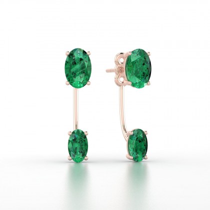 Nadine Boucles d'oreilles Emeraude en Or rose 18k