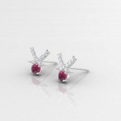Octavie Boucles d'oreilles Grenat en Or blanc 18k