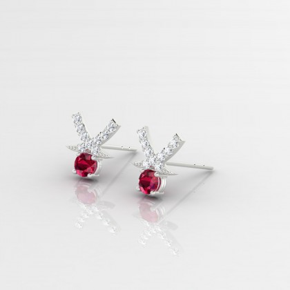 Octavie Boucles d'oreilles Rubis en Or blanc 18k