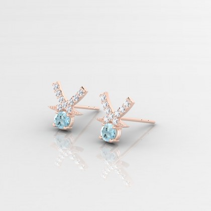 Octavie Boucles d'oreilles Aigue-marine en Or rose 18k