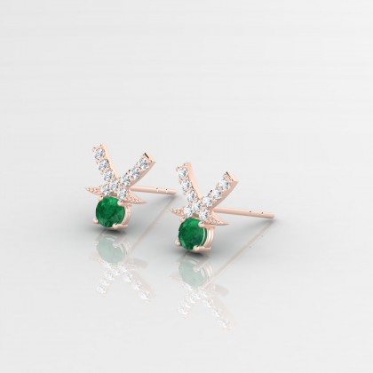 Octavie Boucles d'oreilles Emeraude en Or rose 18k