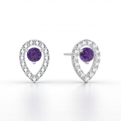 Odessa Boucles d'oreilles Améthyste en Or blanc 18k
