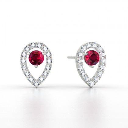 Odessa Boucles d'oreilles Rubis en Or blanc 18k