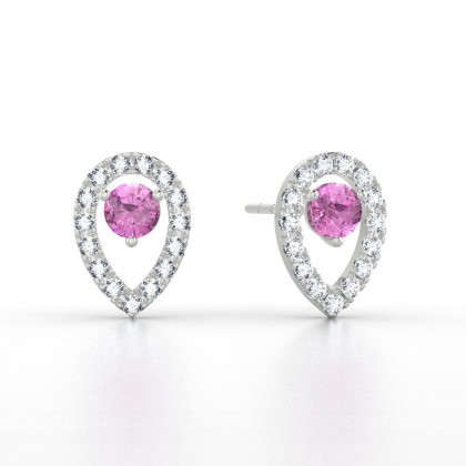 Odessa Boucles d'oreilles Saphir rose en Or blanc 18k