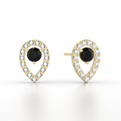 Odessa Boucles d'oreilles Diamant noir en Or jaune 18k