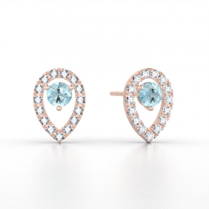 Odessa Boucles d'oreilles Aigue-marine en Or rose 18k