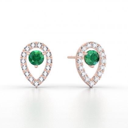 Odessa Boucles d'oreilles Emeraude en Or rose 18k