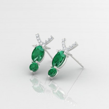 Pénélope Boucles d'oreilles Emeraude en Or blanc 18k
