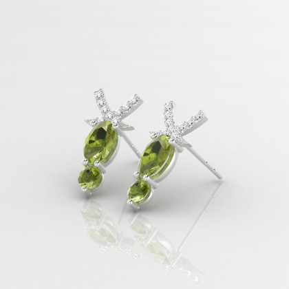 Pénélope Boucles d'oreilles Péridot en Or blanc 18k