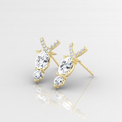 Pénélope Boucles d'oreilles Diamant en Or jaune 18k