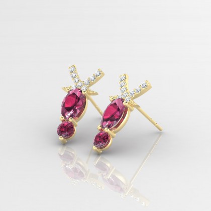 Pénélope Boucles d'oreilles Grenat en Or jaune 18k