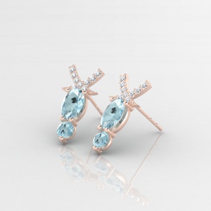 Pénélope Boucles d'oreilles Aigue-marine en Or rose 18k