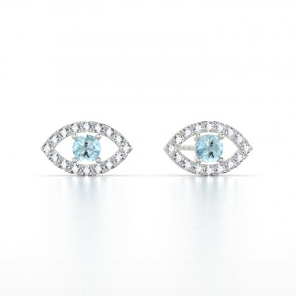 Persia Boucles d'oreilles Aigue-marine en Argent 925