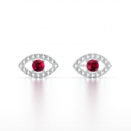 Persia Boucles d'oreilles Rubis en Or blanc 18k