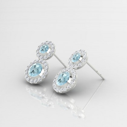 Petula Boucles d'oreilles Aigue-marine en Argent 925