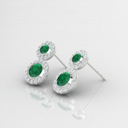 Petula Boucles d'oreilles Emeraude en Argent 925