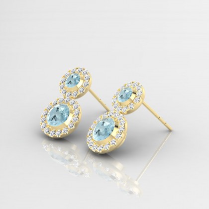 Petula Boucles d'oreilles Aigue-marine en Or jaune 18k