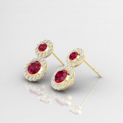 Petula Boucles d'oreilles Rubis en Or jaune 18k