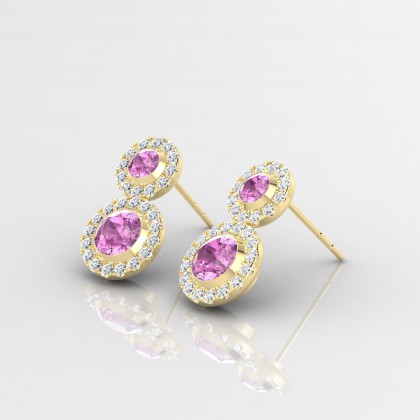 Petula Boucles d'oreilles Saphir rose en Or jaune 18k
