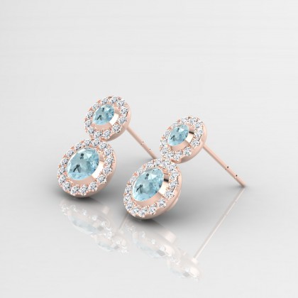 Petula Boucles d'oreilles Aigue-marine en Or rose 18k