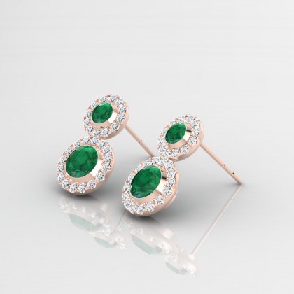 Petula Boucles d'oreilles Emeraude en Or rose 18k
