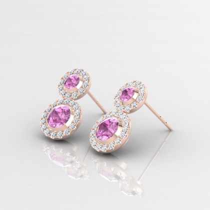 Petula Boucles d'oreilles Saphir rose en Or rose 18k