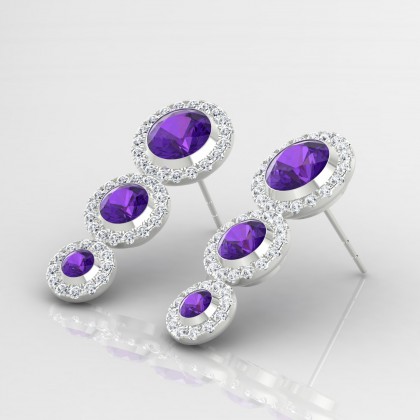 Régine Boucles d'oreilles Améthyste en Argent 925