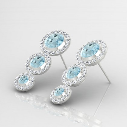 Régine Boucles d'oreilles Aigue-marine en Or blanc 18k