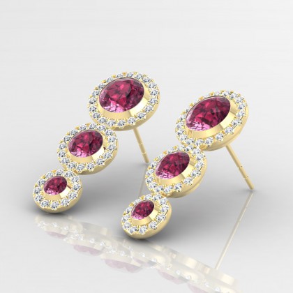 Régine Boucles d'oreilles Grenat en Or jaune 18k