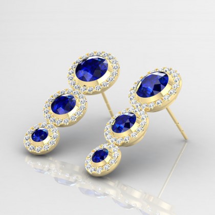 Régine Boucles d'oreilles Saphir en Or jaune 18k