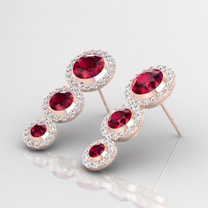 Régine Boucles d'oreilles Rubis en Or rose 18k