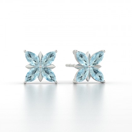 Romy Boucles d'oreilles Marquises Aigue-marine 0,80 carat en Argent 925