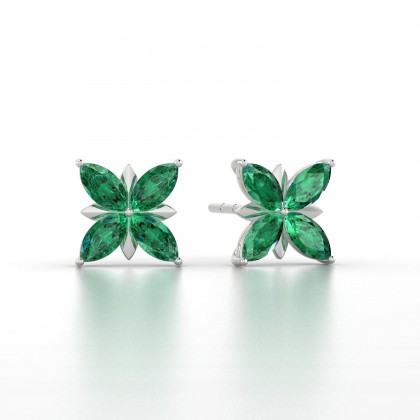 Romy Boucles d'oreilles Marquises Emeraude 0,80 carat en Argent 925