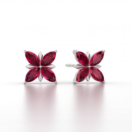 Romy Boucles d'oreilles Marquises Rubis 0,88 carat en Argent 925