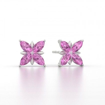 Romy Boucles d'oreilles Marquises Saphir rose 0,88 carat en Argent 925