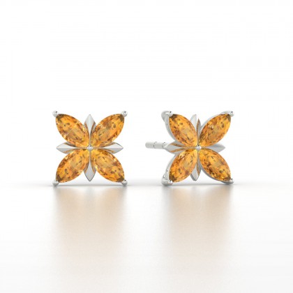 Romy Boucles d'oreilles Marquises Citrine 0,80 carat en Or blanc 18k