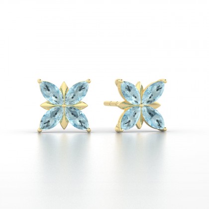 Romy Boucles d'oreilles Marquises Aigue-marine 0,80 carat en Or jaune 18k