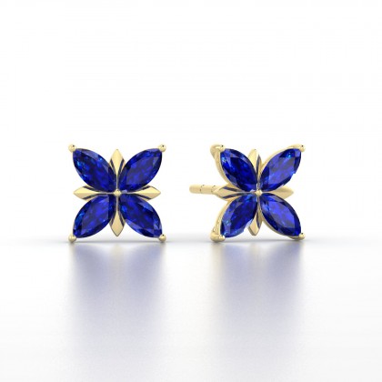 Romy Boucles d'oreilles Marquises Saphir 0,88 carat en Or jaune 18k