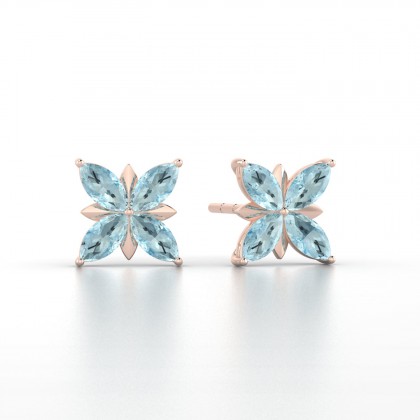 Romy Boucles d'oreilles Marquises Aigue-marine 0,80 carat en Or rose 18k