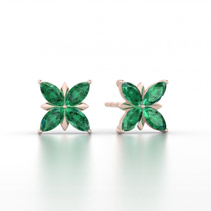 Romy Boucles d'oreilles Marquises Emeraude 0,80 carat en Or rose 18k