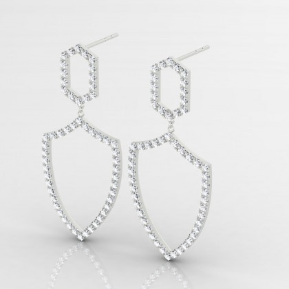 Shield Boucles d'oreilles Diamant en Or blanc 18k