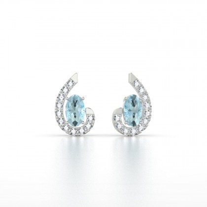 Sidonie Boucles d'oreilles Aigue-marine en Argent 925