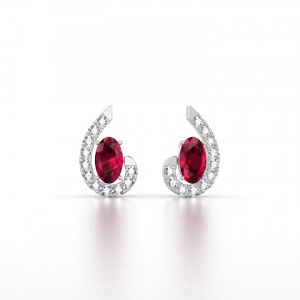 Sidonie Boucles d'oreilles Rubis en Argent 925