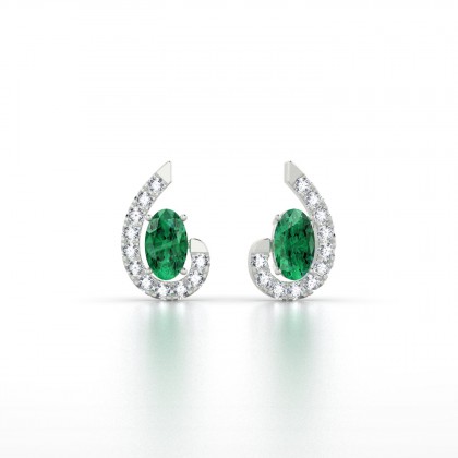 Sidonie Boucles d'oreilles Emeraude en Or blanc 18k