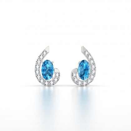 Sidonie Boucles d'oreilles Topaze en Or blanc 18k