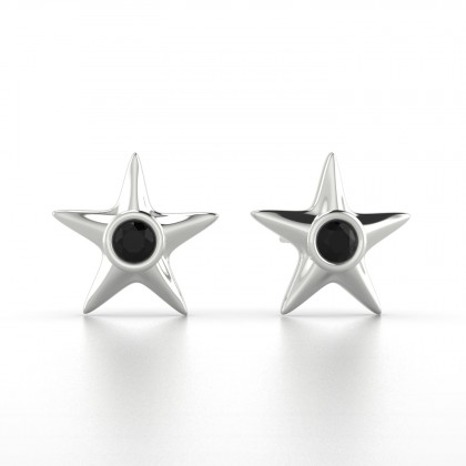 Starla Boucles d'oreilles Diamant noir en Or blanc 18k
