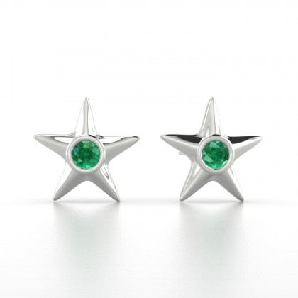Starla Boucles d'oreilles Emeraude en Or blanc 18k