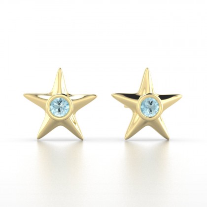 Starla Boucles d'oreilles Aigue-marine en Or jaune 18k